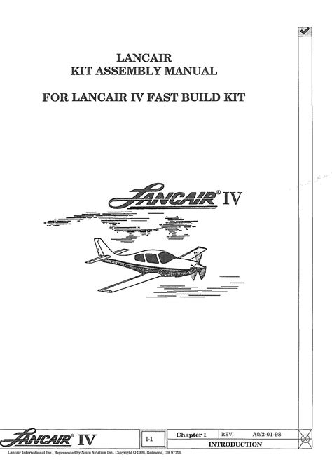 Lancair Kit Assembly Manual For Lancair IV Fast Build Kit ...