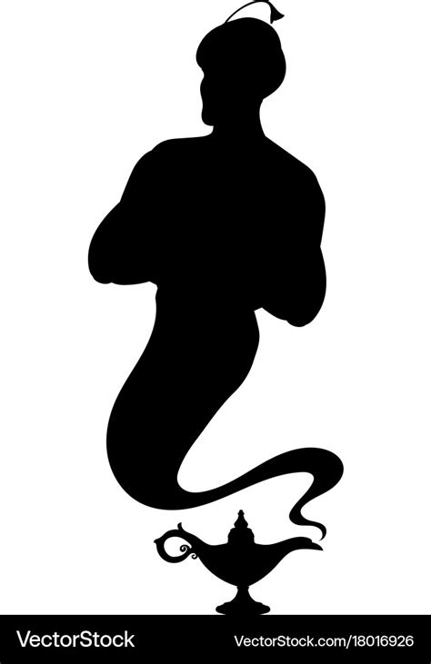 Genie aladdin tale silhouette lamp Royalty Free Vector Image