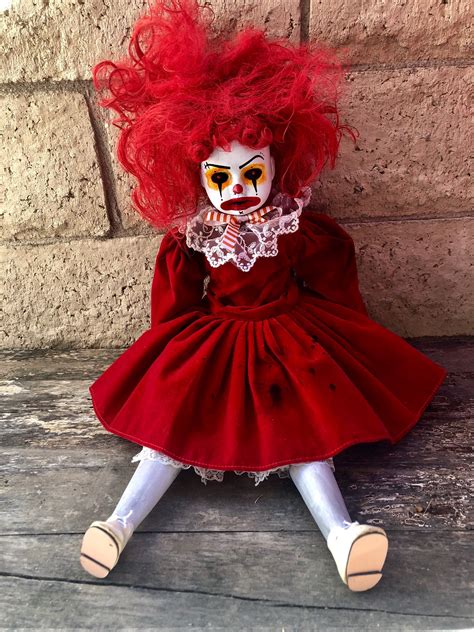 OOAK Sitting Red Clown Creepy Horror Doll Art by Christie Creepydolls ...