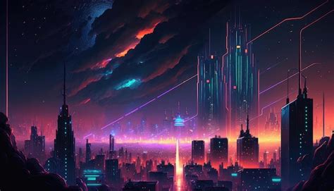 Premium AI Image | A Neon City Of Dreams Technology Desktop Wallpapers ...