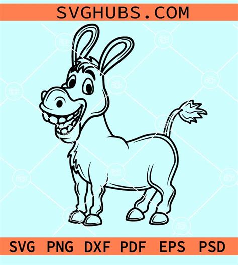 Smiling donkey SVG, donkey cartoon svg, laughing donkey svg, funny ...