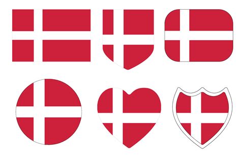 Flag of Denmark in design shape set. Danish Flag set. 24901682 Vector ...