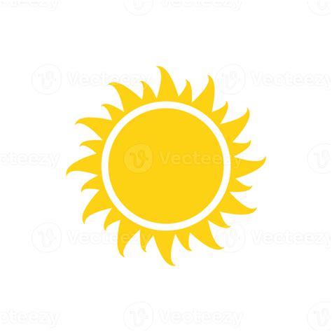 Vector cartoon yellow sun Shining light rays to heat the summer ...