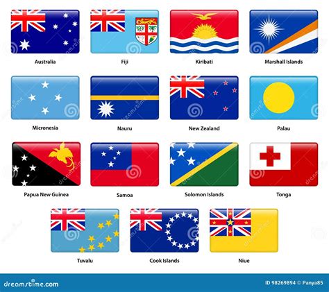 Set of All Flags of the Countries of Oceania Stock Vector ...