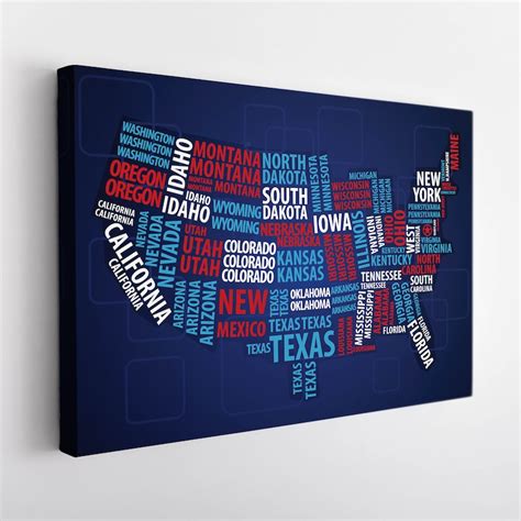 USA Map Canvas Print, USA Map Wall Art, Modern USA Map Canvas Art - Etsy