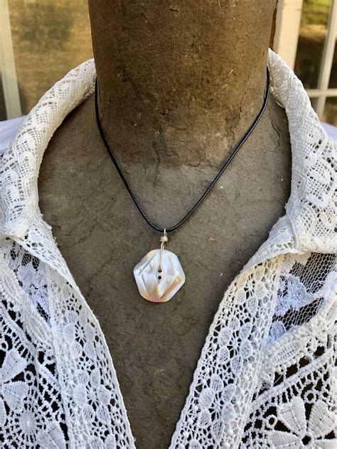 Vintage Mother of Pearl Pendant Necklace Hand Wired Rounded - Etsy