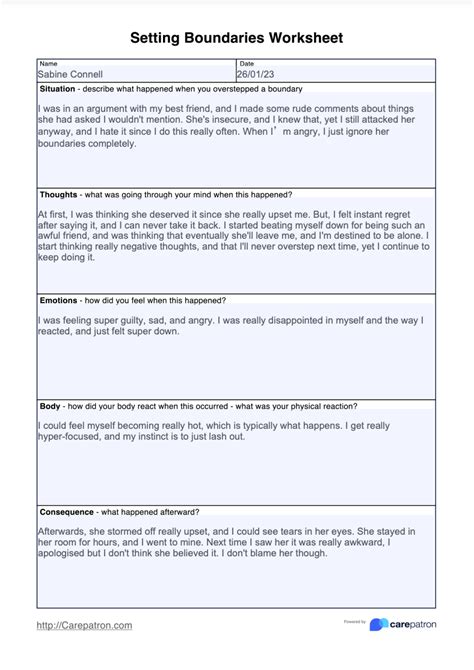 Healthy Boundaries Worksheet For Adults