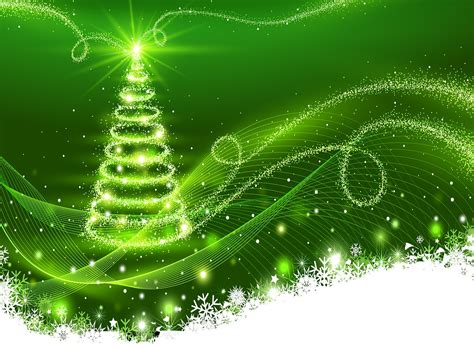 Download Green Christmas Tree, Christmas Background, Snowflakes ...