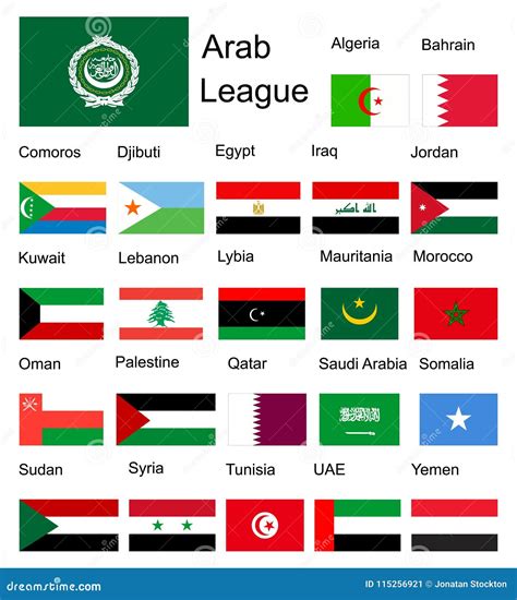 Arab League Arab Member Countries Flags. Stock Illustration ...