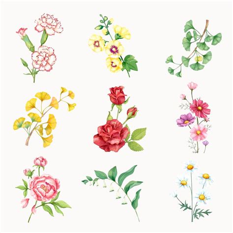 Aesthetic flower sticker, floral & botanical design vector set ...