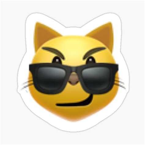 "Cat Smirk with Sunglasses Emoji" Sticker for Sale by piperdooley ...