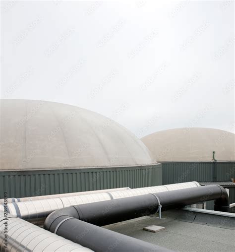 Biogas silo's. Manure gas. Agriculture Netherlands. Green energy. Stock ...