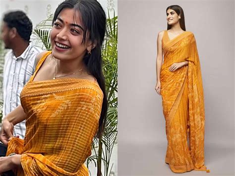 Rashmika attends wedding in Hyderabad in Anita Dongre saree worth Rs…