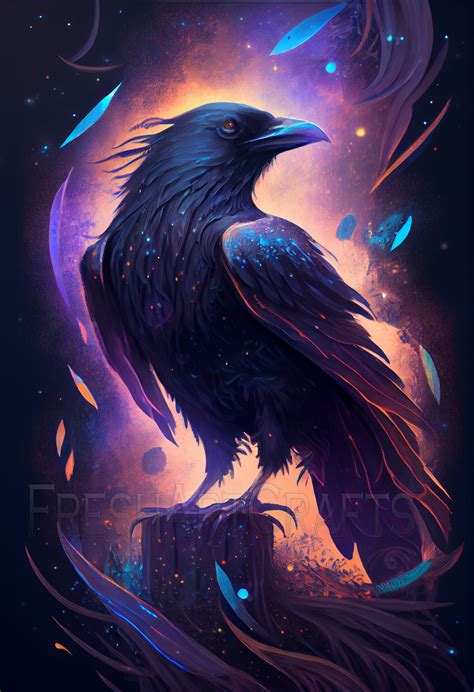 Cosmic Raven Wall Art, Space Raven Art, Raven Digital Art Print ...