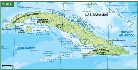 Cuba mapa fisico | Vector World Maps