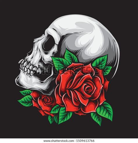 Skull Roses Vector Art Stock Vector (Royalty Free) 1509613766 ...