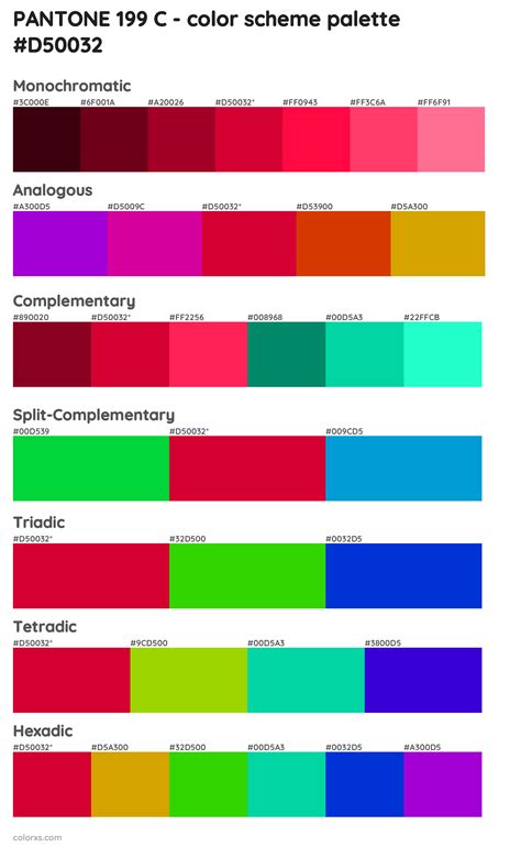 PANTONE 199 C color palettes - colorxs.com