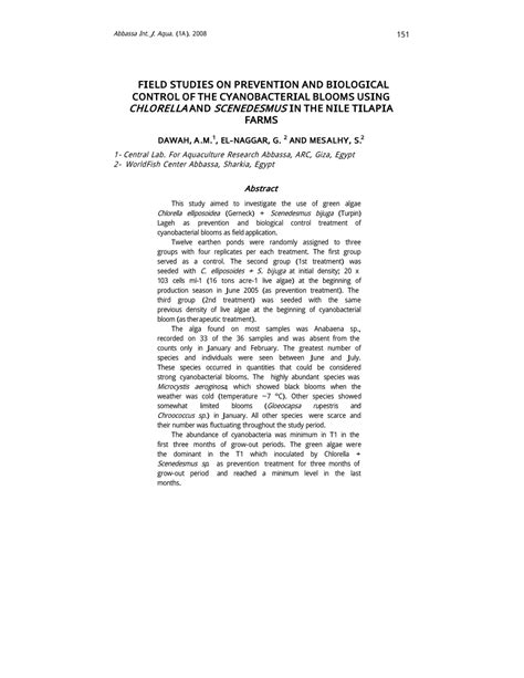 (PDF) FIELD STUDIES ON PREVENTION AND BIOLOGICAL CONTROL OF THE ...