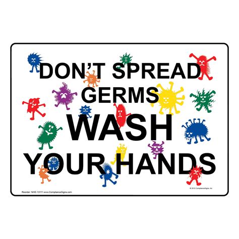 Don't Spread Germs Wash Your Hands Sign NHE-13111 Hand Washing