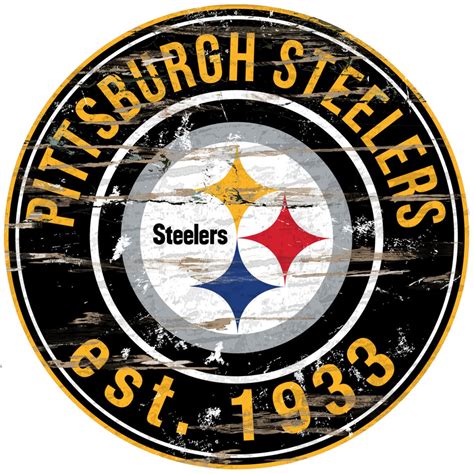 NFL Pittsburgh Steelers Round Distressed Established Wood Sign 24 in ...