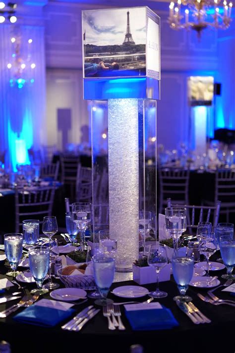 Club theme - bar mitzvah - light up - blue - centerpiece - photos ...