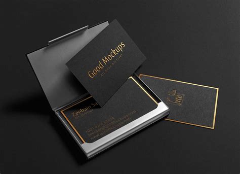 Gold Foil Business Card Mockup Psd | Oxynux.Org