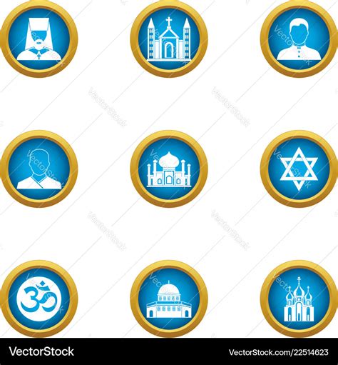 Churchman icons set flat style Royalty Free Vector Image