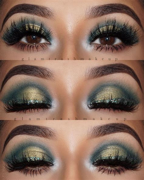 Green eyeshadow forest green glitter eyeliner | Glittery eye makeup ...