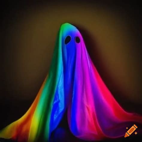 Sheet ghost with rainbow cloth on on Craiyon