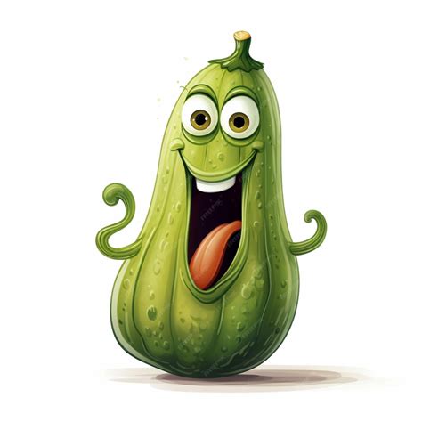 Premium AI Image | Bitter gourd 2d cartoon illustraton on white ...