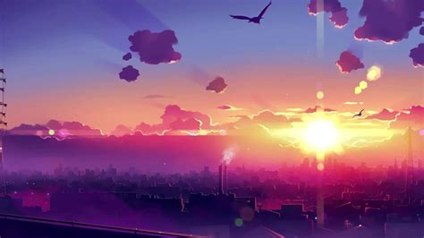 Beautiful Purple Sunset Sky City Live Wallpaper - WallpaperWaifu