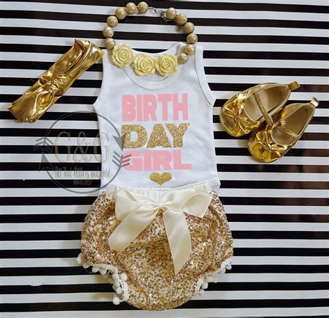 Cute Toddlers Pink Gold Birthday Girl Summer Bloomers Outfits Custom