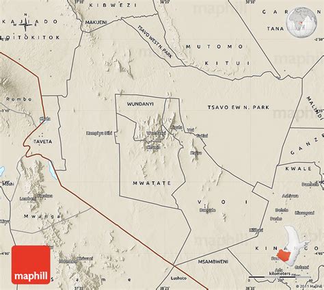 Shaded Relief Map of TAITA TAVETA