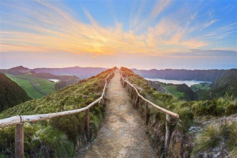 Mountain Landscape with Hiking Trail and View of Beautiful Lakes, Ponta ...