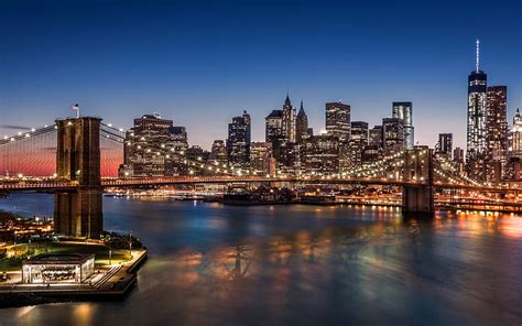 HD wallpaper: Brooklyn Bridge at Night, Brooklyn Bridge, New York, City ...