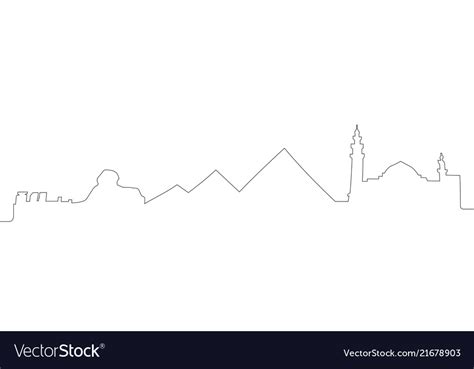 Continuous line skyline of cairo Royalty Free Vector Image