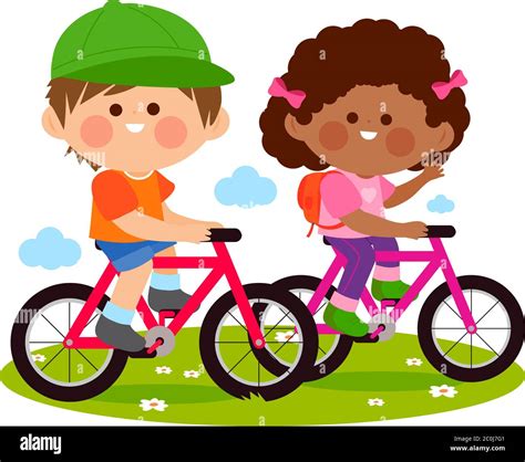 Kids Riding Bikes Clipart