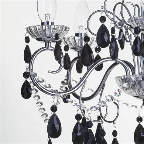 Vara 5 Light Chrome Bathroom Chandelier w/ Black Crystals