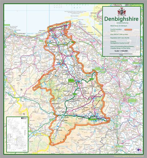 Denbighshire County Map | I Love Maps