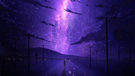 starry, stars, night, sky, anime, scenery, 4k, HD Wallpaper | Rare Gallery