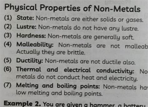 Physical Properties of Non-Metals | Filo