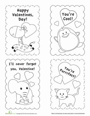 Valentine's Day Card Templates | Worksheet | Education.com | Valentine ...