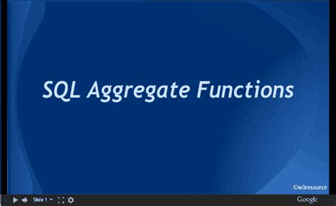 SQL Aggregate function - w3resource