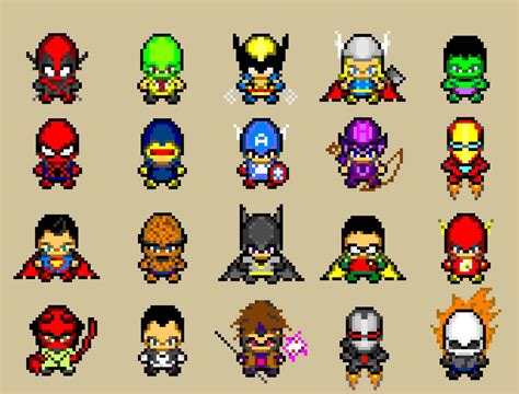 Superheroes pixel art by LordBantermort on DeviantArt