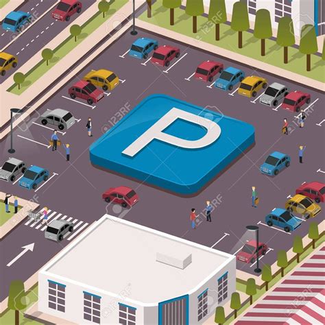 parking lot concept in 3d isometric flat design Illustration , # ...