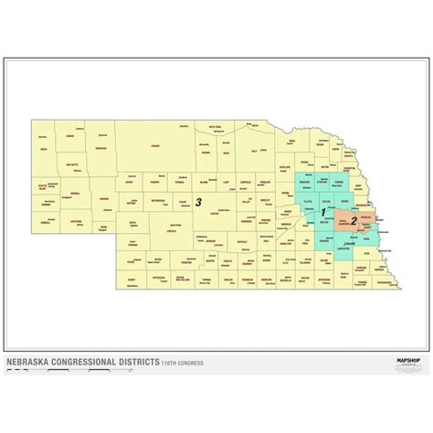 Nebraska 2022 Congressional Districts Wall Map by MapShop - The Map Shop