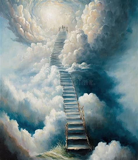 Stairway To Heaven. Stairs To the Sky. Abstract Impressionist Oil ...