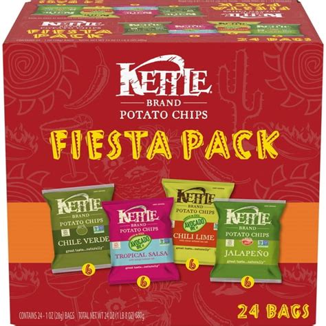 Kettle Brand Potato Chips Fiesta Variety Pack, 24 Ct - Walmart.com ...