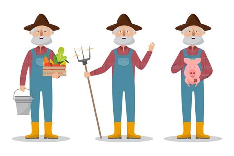 happy farmer family cartoon character in organic rural farm 424501 ...