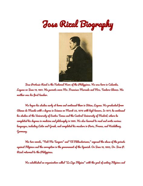 Jose Rizal Biography - Jose Rizal Biography Jose Protasio Rizal is the ...